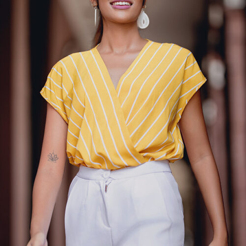 Lela Striped Green Blouse