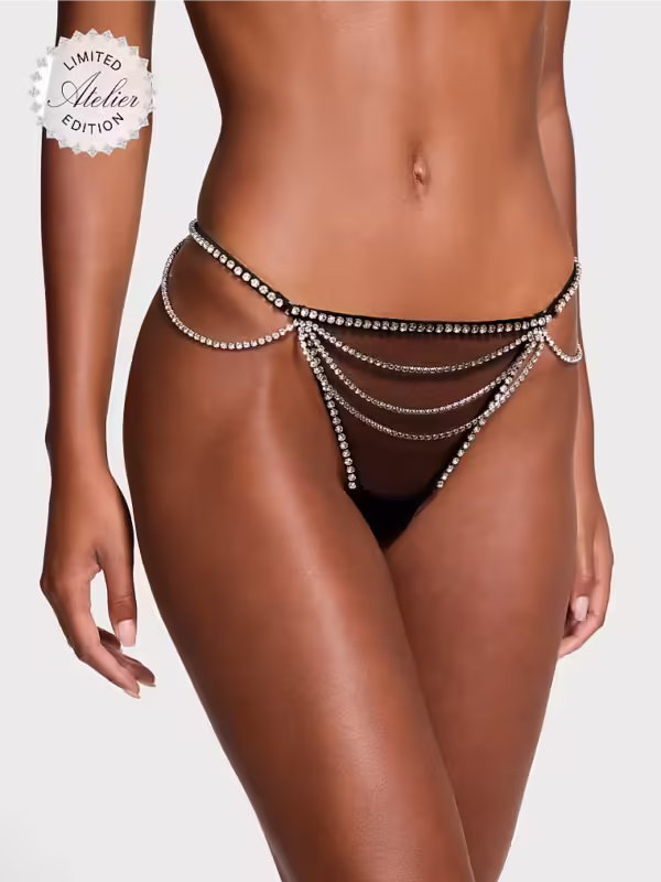 NEW! Atelier Victoria's Secret Crystal Chain V-String Panty
