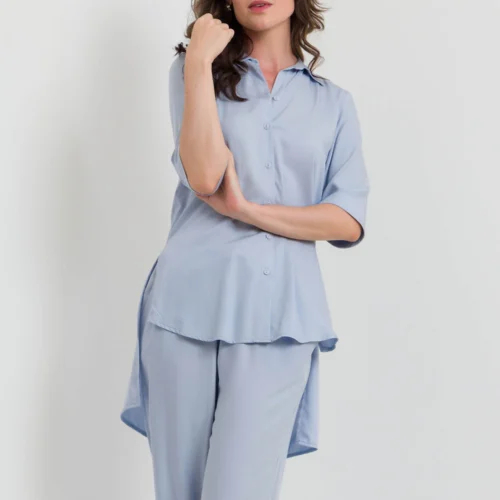 High Low Button Down Blouse