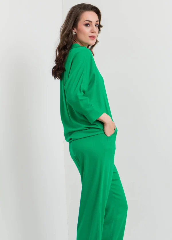 Dolman Sleeve Blouse With Collar