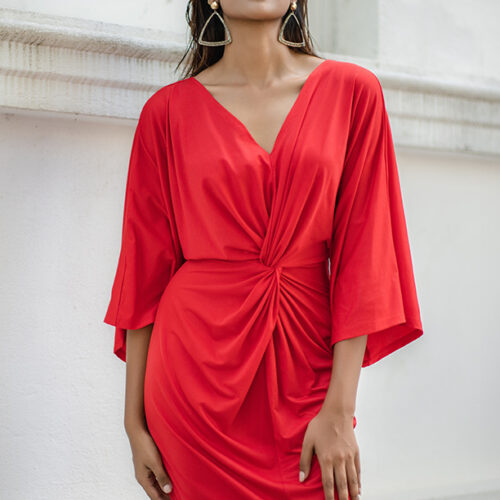 LAYNE SLEEVE RED DRESS