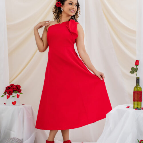 LARA ONE SHOULDER RED DRESS