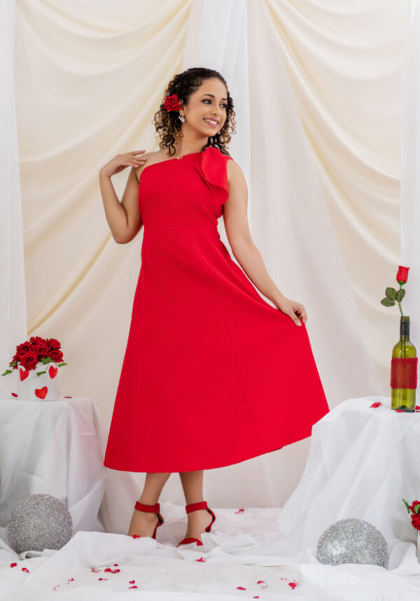 LARA ONE SHOULDER RED DRESS
