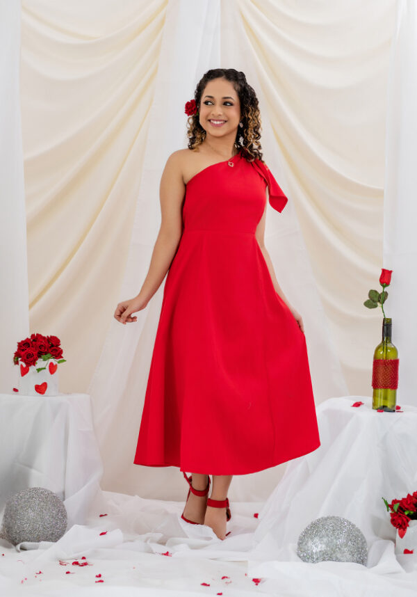 LARA ONE SHOULDER RED DRESS