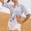 Amelia Short Blue/White Sleeve Shirt