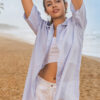 Amelia Short Blue/White Sleeve Shirt