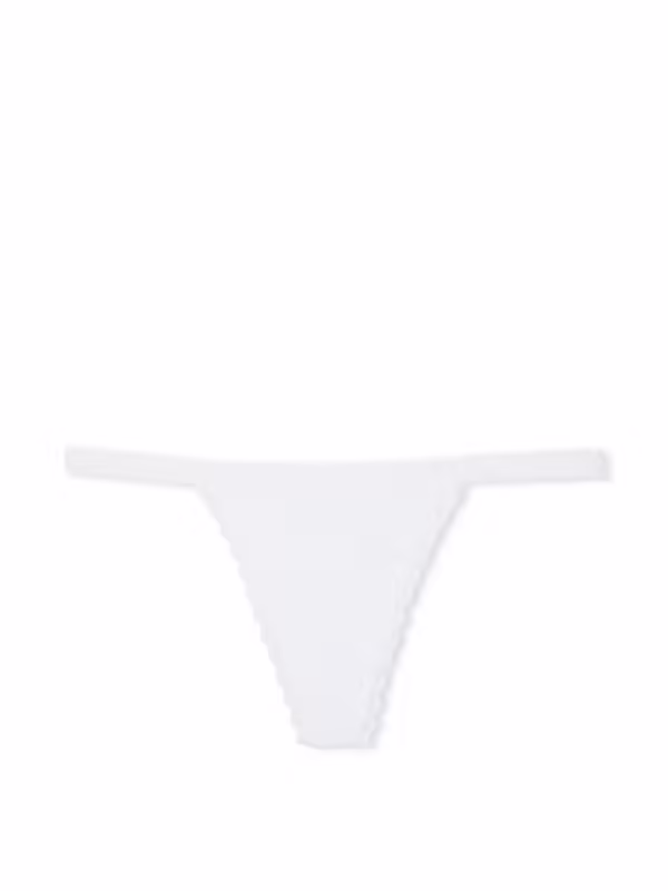 Lace-Trim Cotton V-String Panty