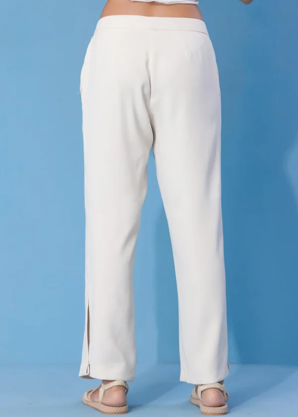 Wide leg pant with side slit