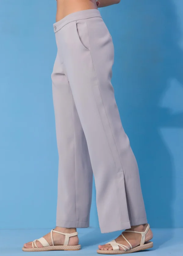 Wide leg pant with side slit