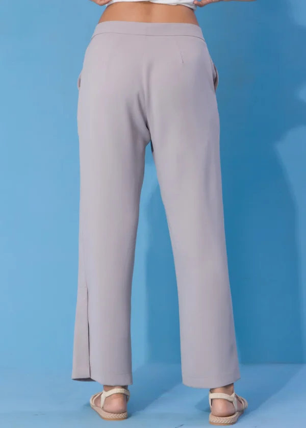Wide leg pant with side slit
